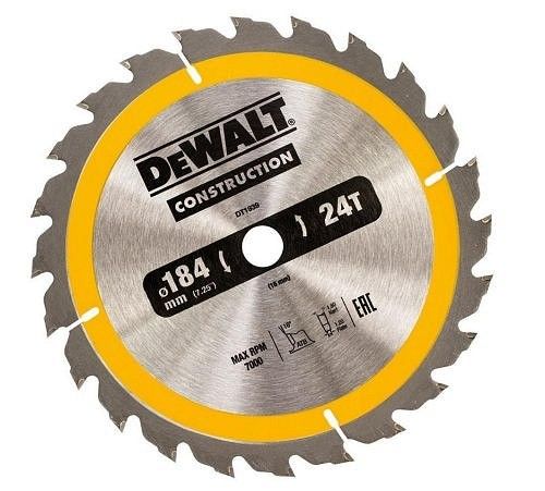 Katkaisuterä puulle DeWalt; 184x1,8x16,0 mm; Z24; 16°