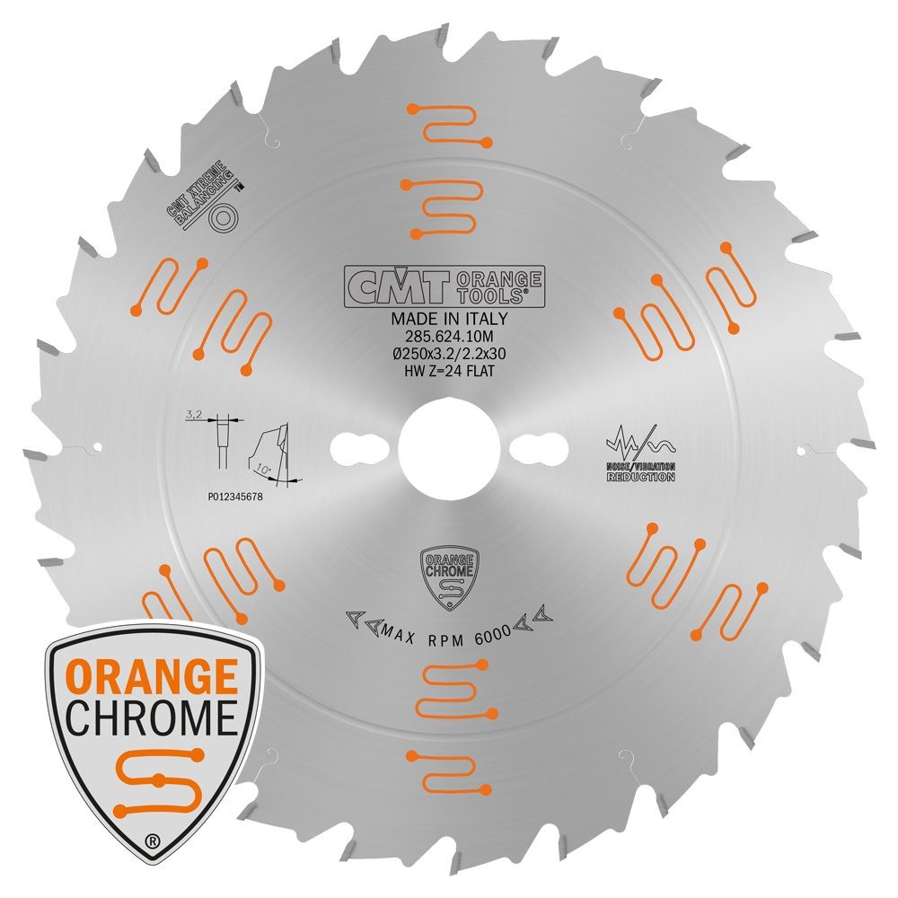 Katkaisuterä puulle CMT 285.624.10M; HW 250x3,2/2,2x30; Z24 FLAT