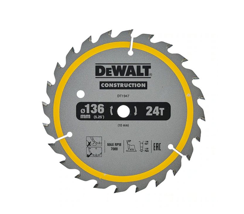 Katkaisulaikka DeWalt DT1947-QZ; 136x10 mm; Z24