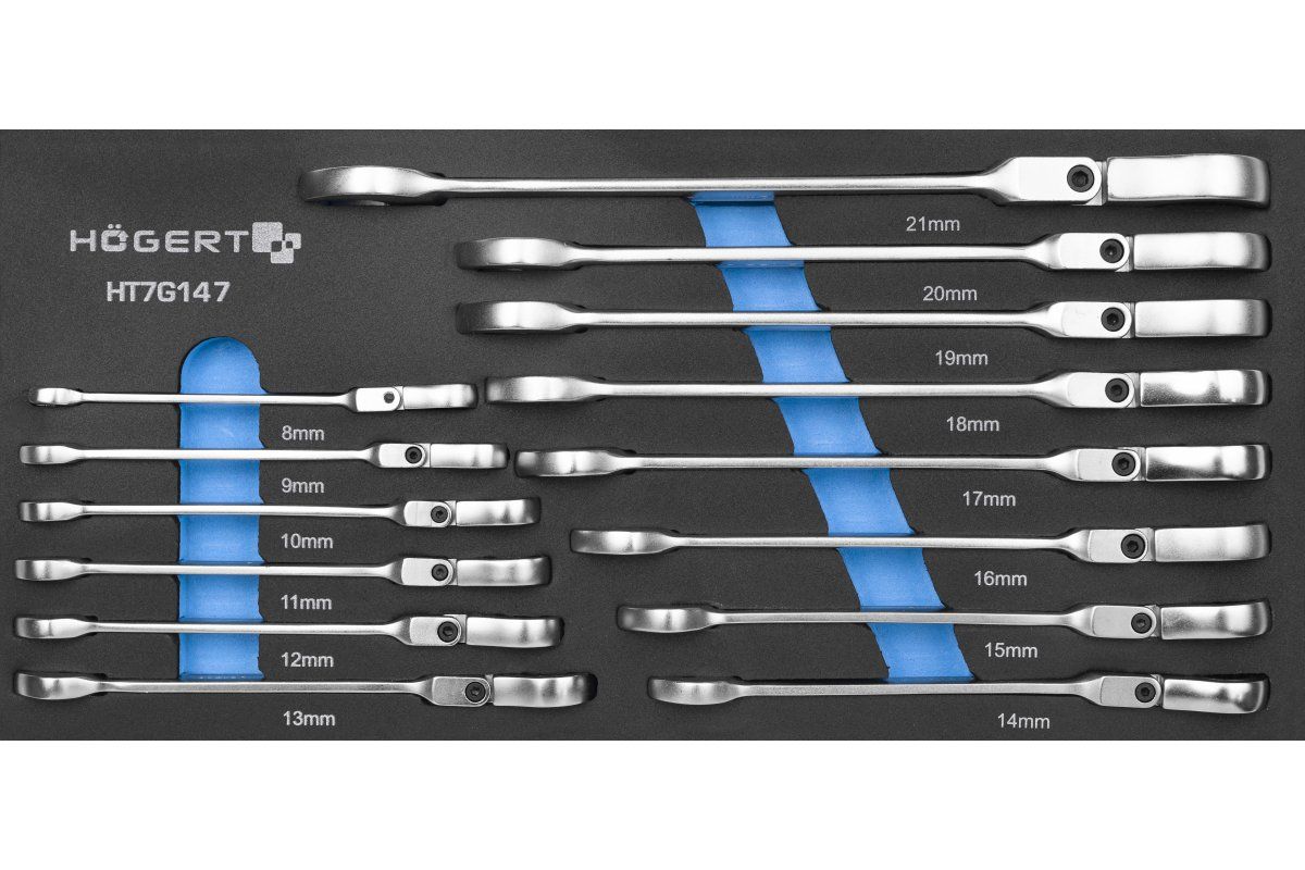 Yhdistelmäavainsarja Hogert HT7G147; 8-21 mm; 14 kpl.