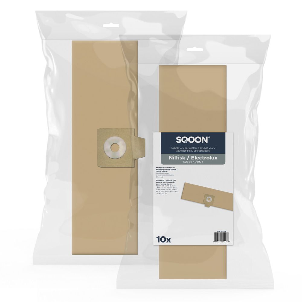 Paperipussit pölynimurille SQOON 32120; Electrolux/Nilfisk UZ 934; 10 kpl.