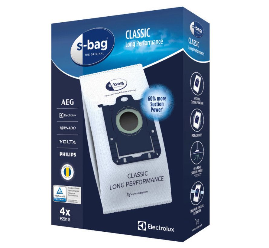 Kangaspölypussi AEG 42078OS; Electrolux SBAG 2.0 E201S Ori.; 4 kpl.