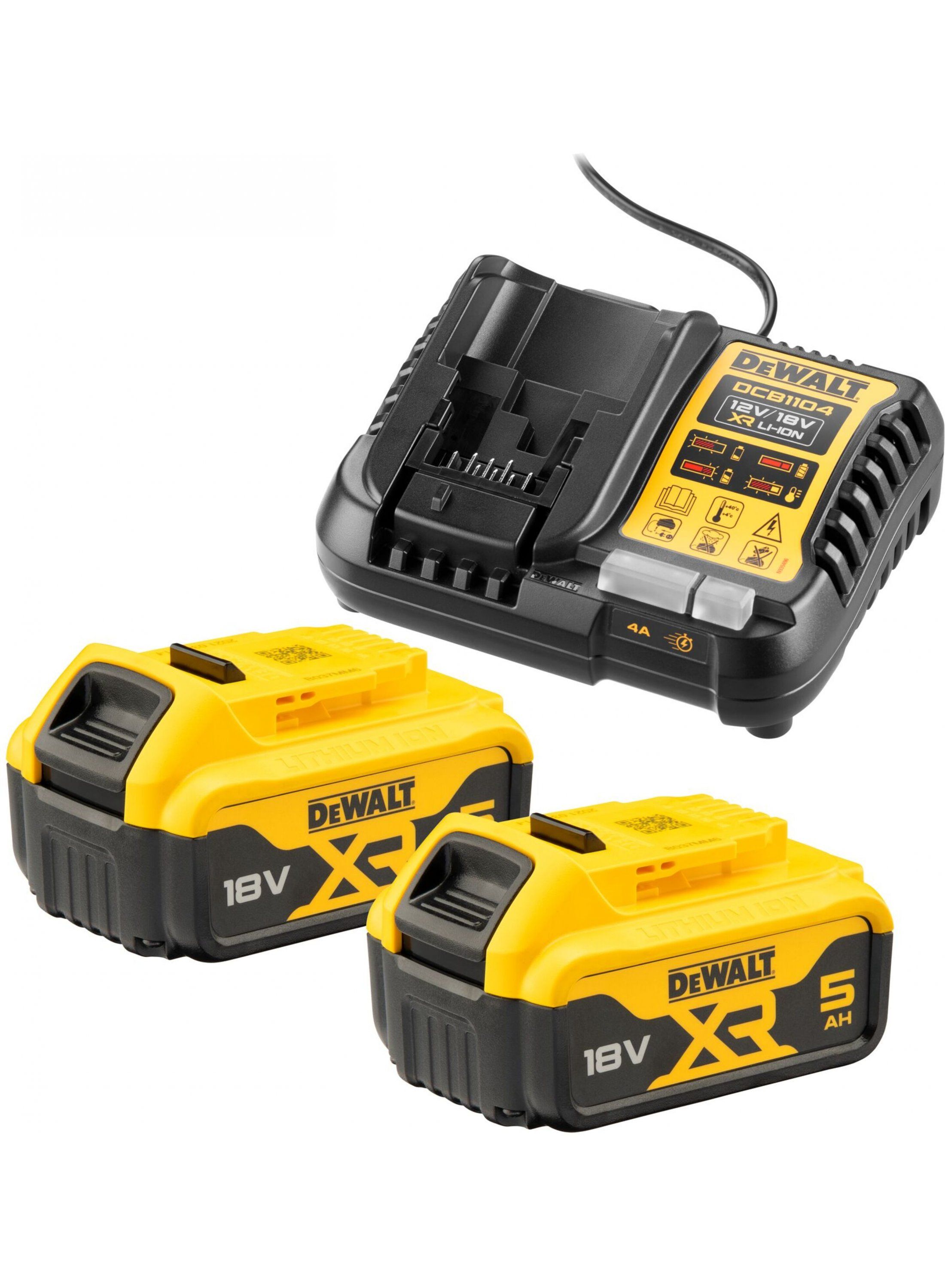 Tarvikesarja DeWalt DCB1104P2-QW; 18 V; 2x5,0 Ah akku