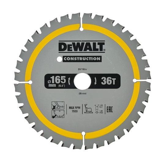 Katkaisulaikka DeWalt DT1950-QZ; 165x20 mm; Z36