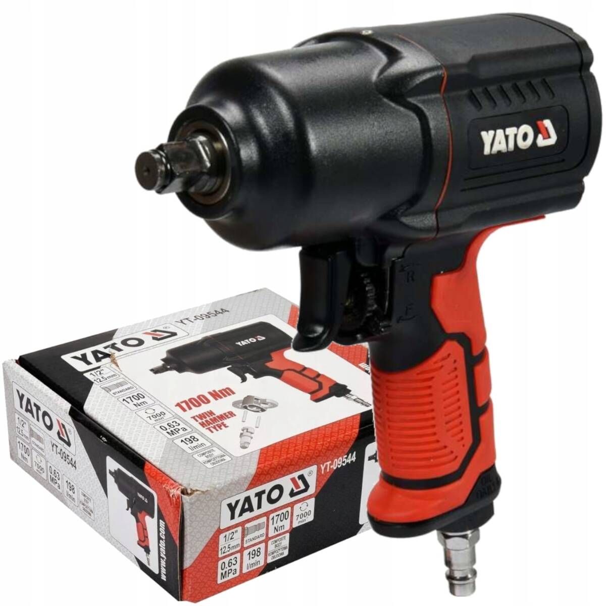Paineilmakäyttöinen mutterinväännin iskumekanismilla Yato YT-09544