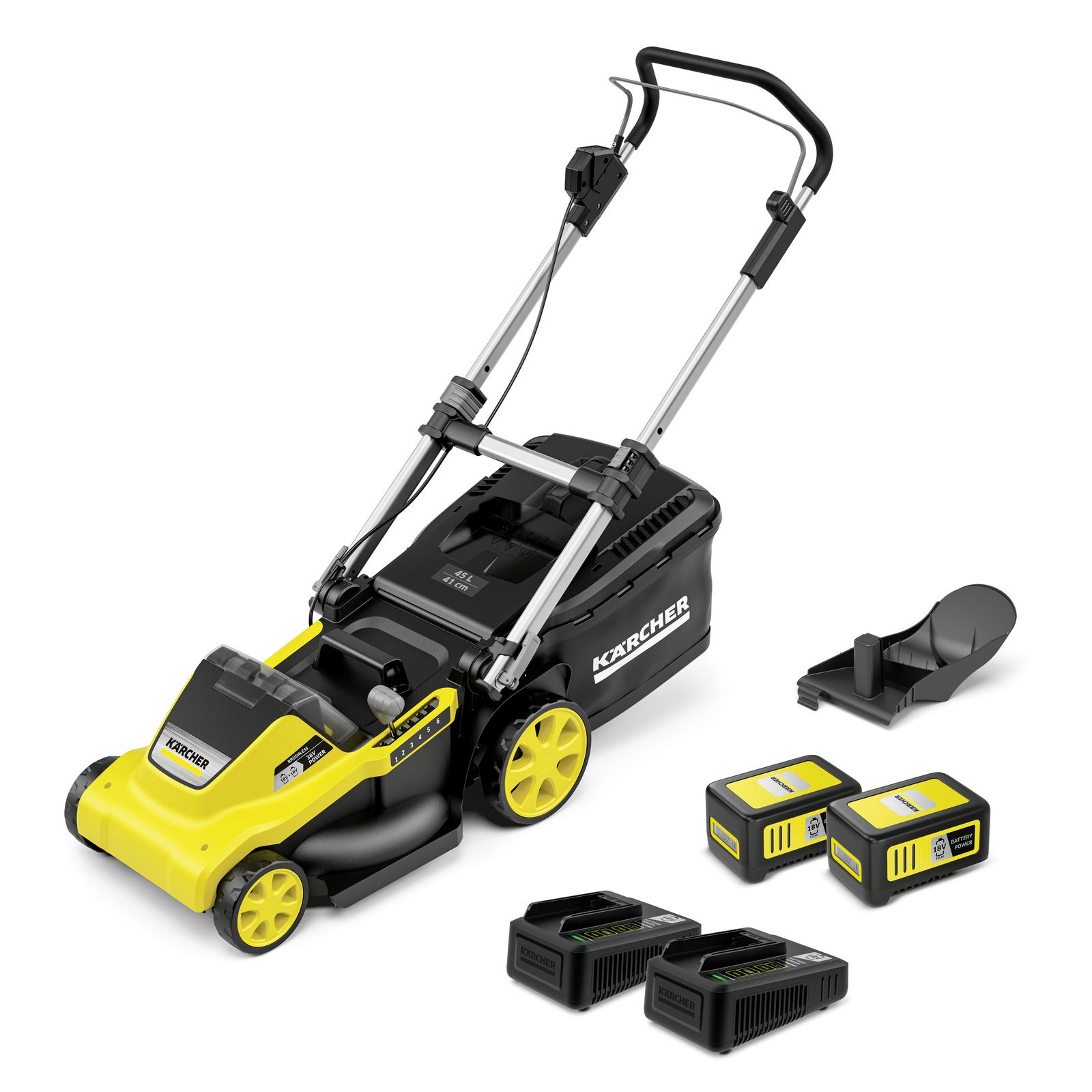 Akkukäyttöinen ruohonleikkuri Karcher LMO 5-18 Dual Battery Set; 18 V; 2x5,0 Ah akku