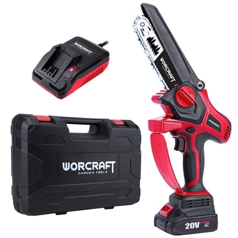 Moottorisaha oksien karsimiseen Worcraft CHSS20LiBPN; 20 V; 1x4,0 Ah akku; laippa 15 cm + Kantolaukku