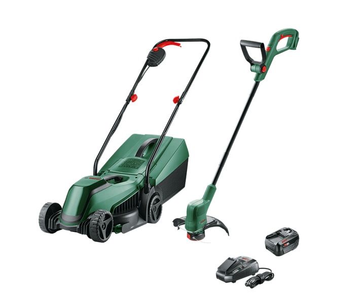 Työkalusarja Bosch 06008B9D02 (EasyMower 18V-32-200 + EasyGrasscut 18V-26); 18 V; 1x4,0 Ah akku