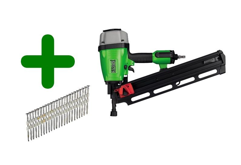 Paineilmakäyttöinen naulain Essve FN 21/90; 21°; 50-90 mm + Lankanaulat