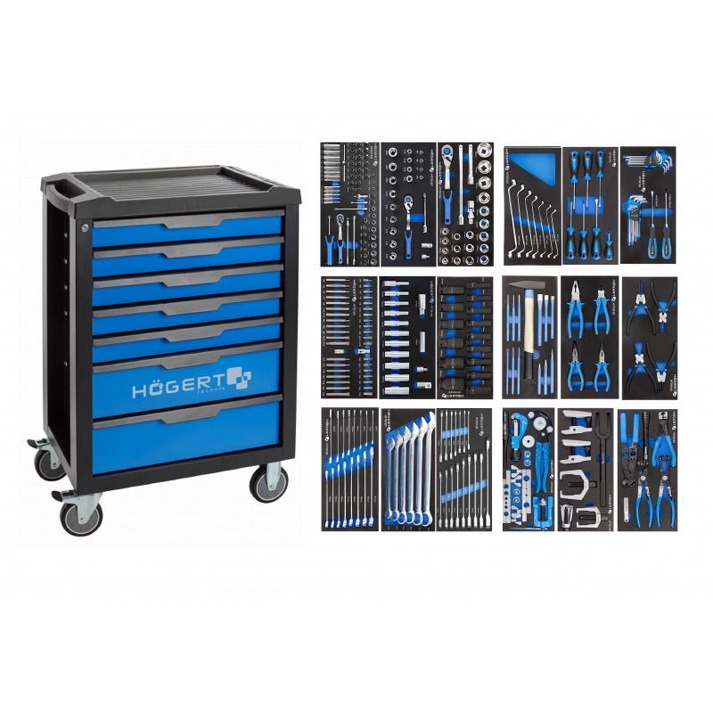 Työkaluvaunu työkaluilla Hogert HT7G048-INS-3A; 284 kpl.