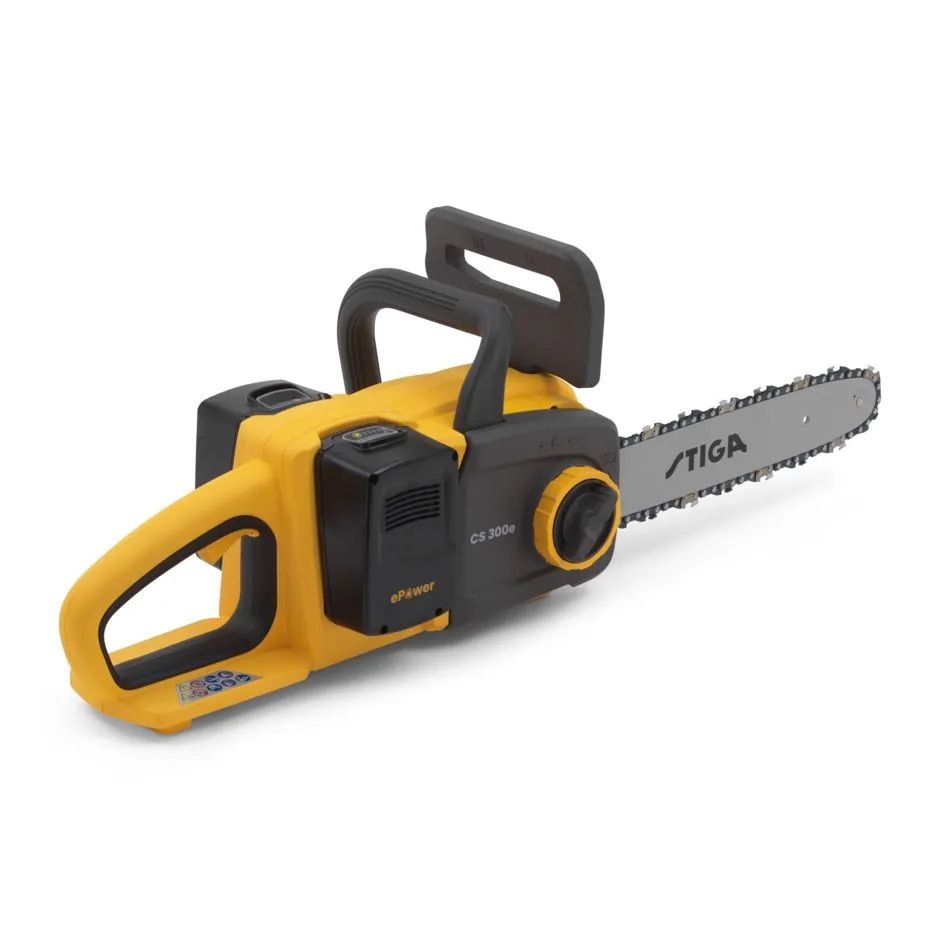 Ketjusaha Stiga CS 300e Kit; 2x20 V; 30 cm; 2x4,0 Ah akku: seinäpidikkeellä