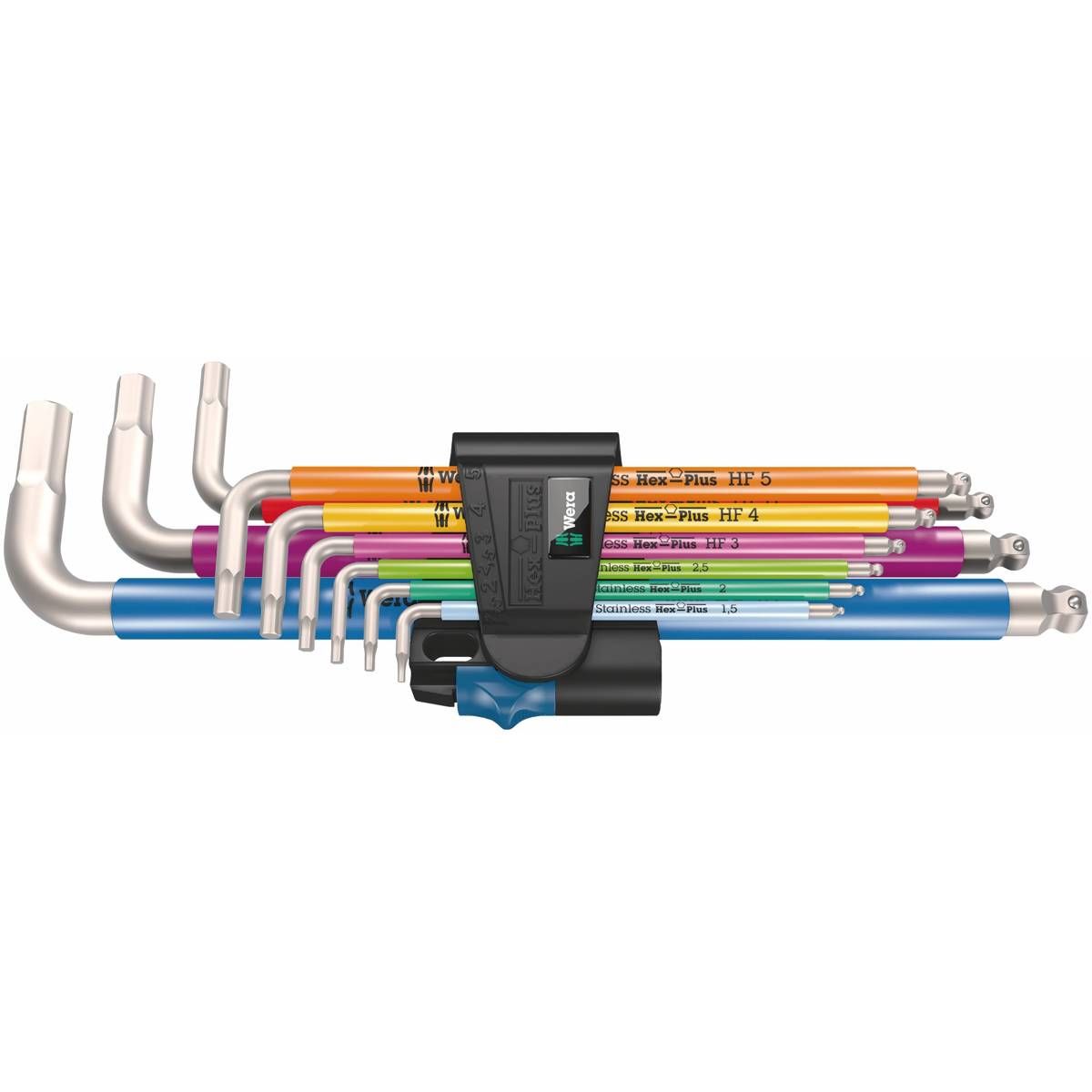 Kuusiokoloavain Wera 3950/9 Hex-Plus Multicolour HF Stainless 1; 1,5-10 mm; 9 kpl.