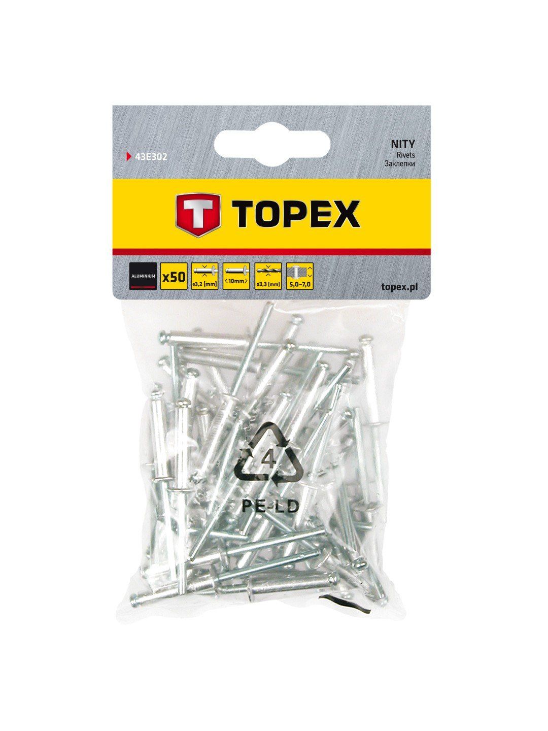 Niitit Topex 43E302; 3,2x10 mm; 50 kpl.