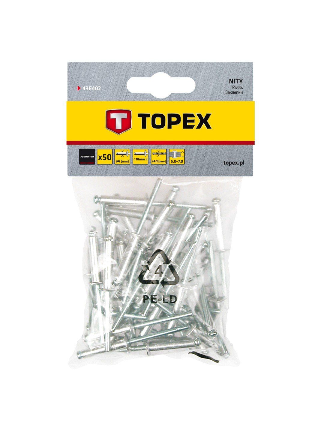 Niitit Topex 43E402; 4,0x10 mm; 50 kpl.