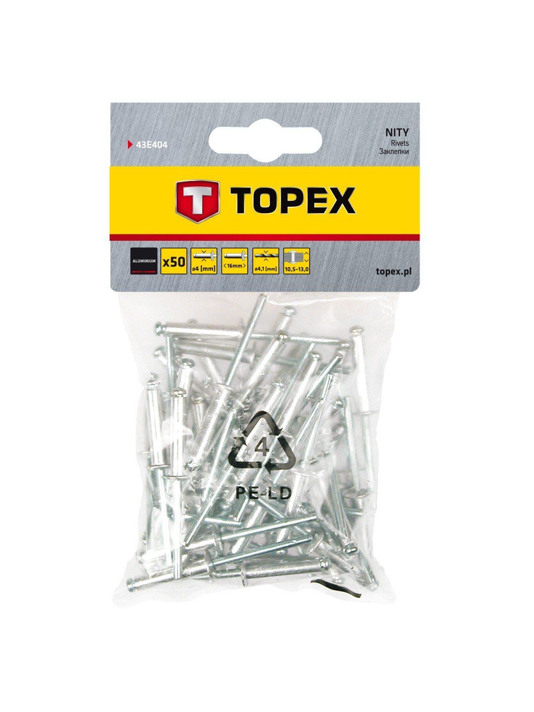 Niitit Topex 43E404; 4,0x16 mm; 50 kpl.