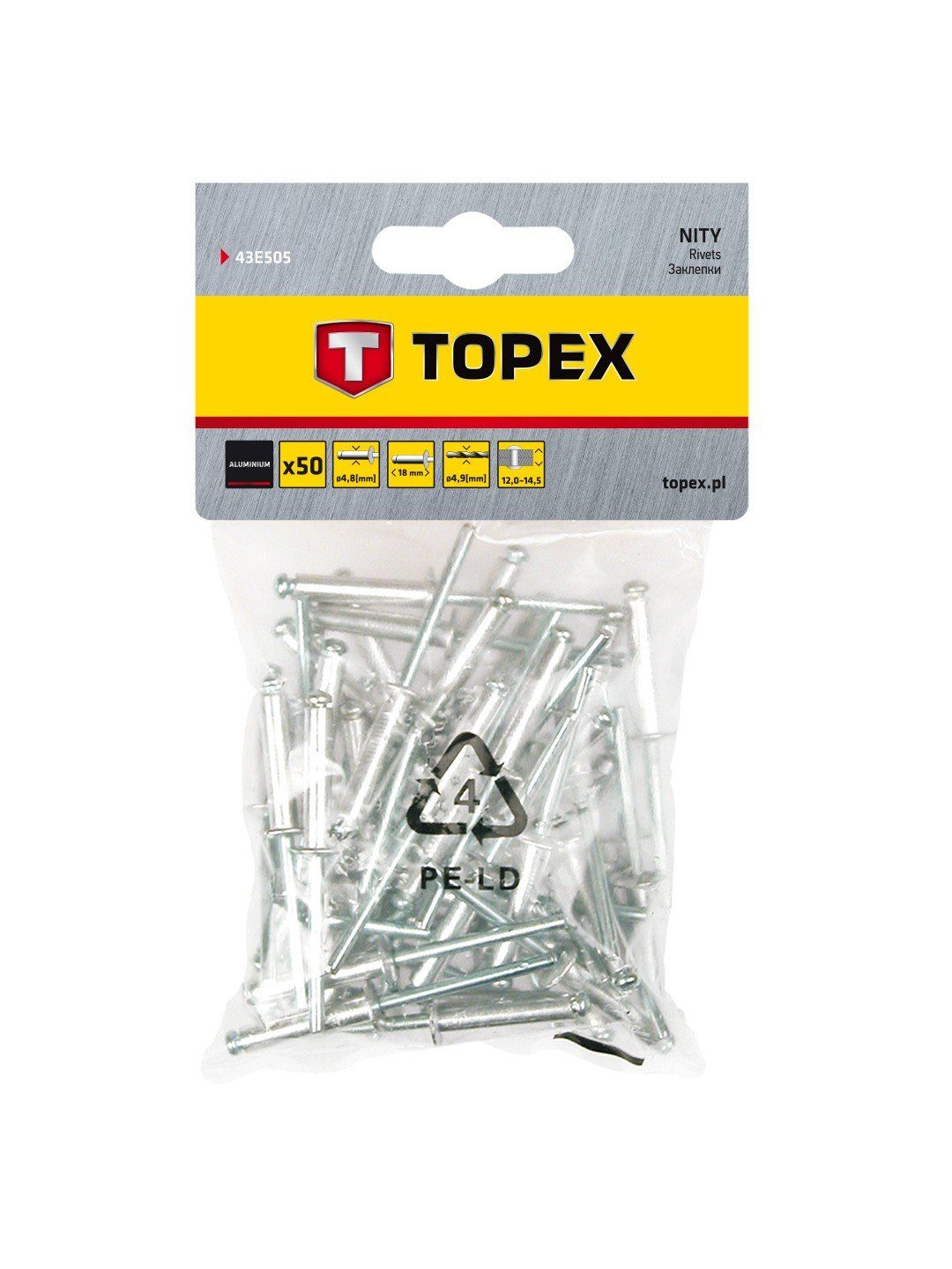 Niitit Topex 43E505; 4,8x18 mm; 50 kpl.