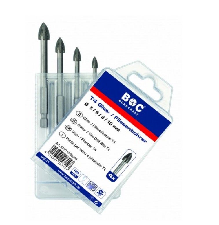 Pora lasia tai keraamisia laattoja varten Bohrcraft BC27101330004; 5/6/8/10 mm; 4 kpl.