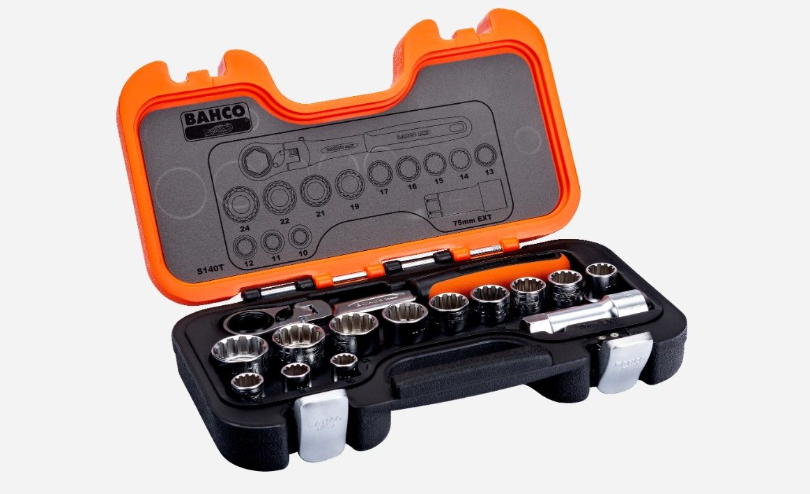 Kuusiohylsysarja Bahco S140T; 14 kpl.