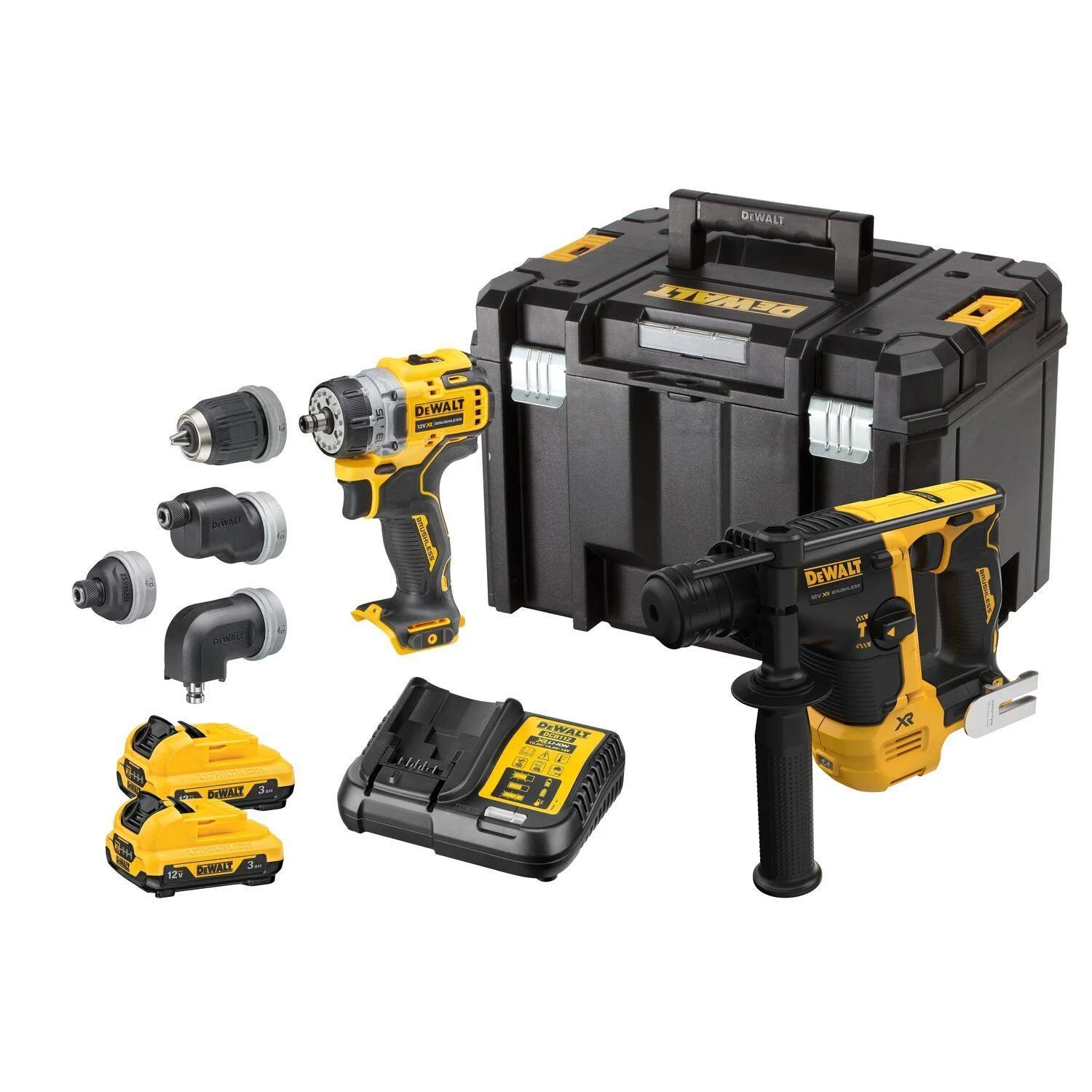 Työkalusarja DeWalt DCK2101L2T-QW (DCH072 + DCD703); 12 V; 2x3,0 Ah akku