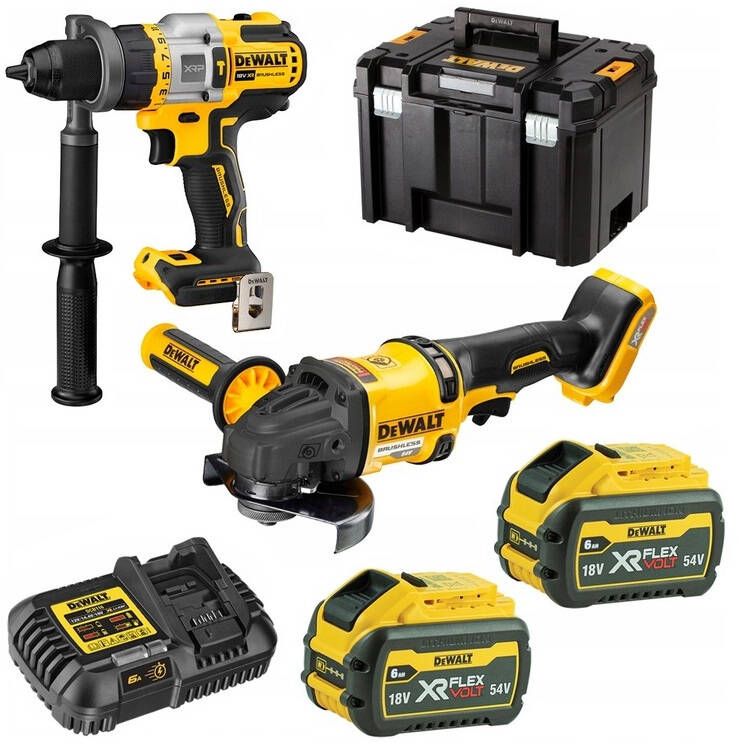 Työkalusarja DeWalt DCK2016T2T-QW (DCD999 + DCG418); 2x6,0 Ah akku