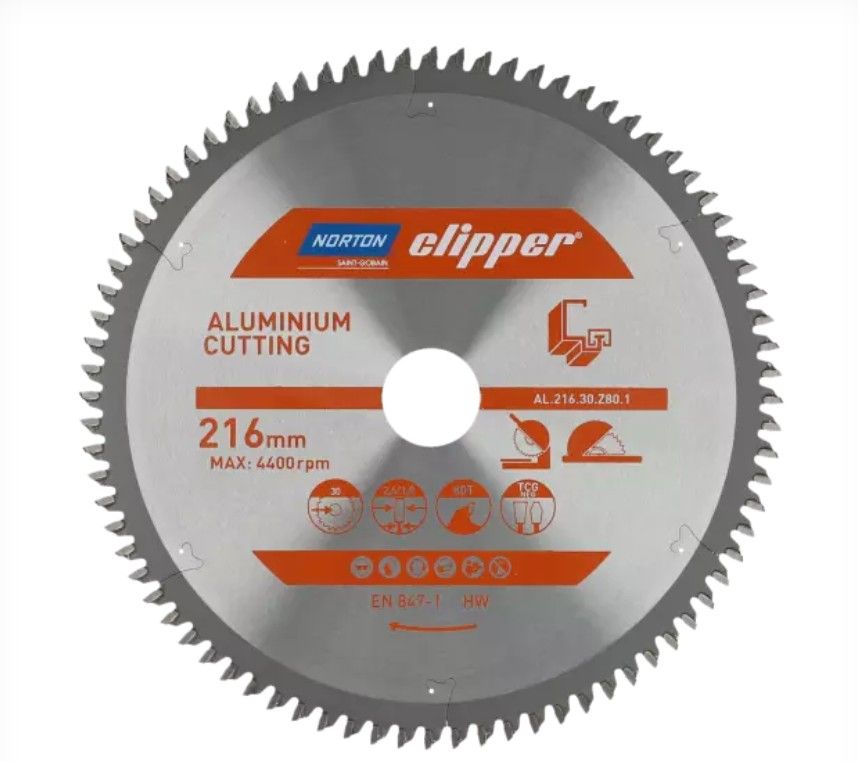 Pöyrösahantetä alumiinille Norton 70184608136; 216x30 mm; Z80