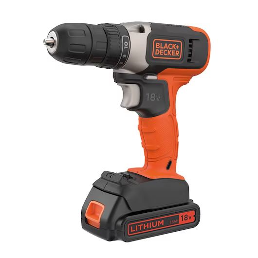 Pora/ruuvinväännin Black & Decker BCD001C1-QW; 18 V; 1x1,5 Ah akku + laturi