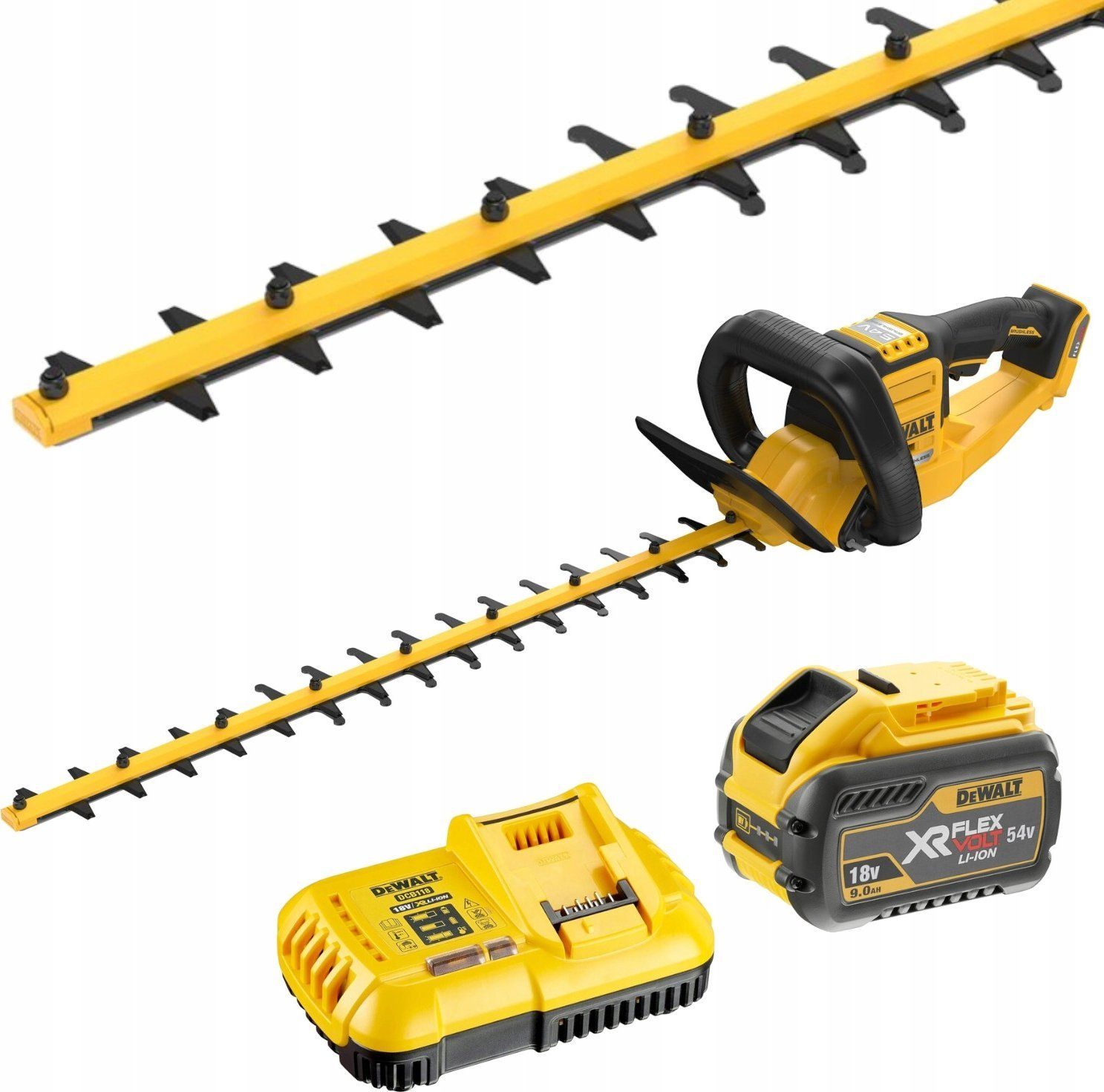 Pensasleikkuri DeWalt DCMHT573X1-QW; 54 V; 65 cm; 1x9,0 Ah akku