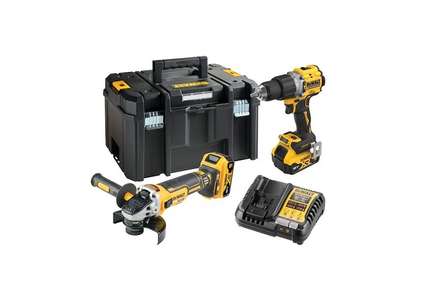 Työkalusarja DeWalt DCK2026P2T-QW (DCD805+DCG405+DCB184+DCB1104); 18 V; 2x5,0 Ah akku