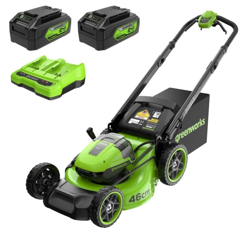 Akkukäyttöinen ruohonleikkuri itsevetävä Greenworks MO48L424-01;2x24 V; 2x4,0 Ah akku