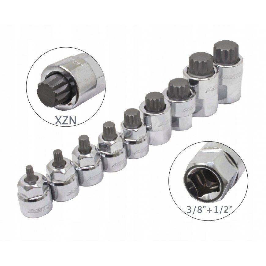 Kärki ja hylsysarja ASTA A-M9XZN; 1/2''; 3/8''; 9 kpl.