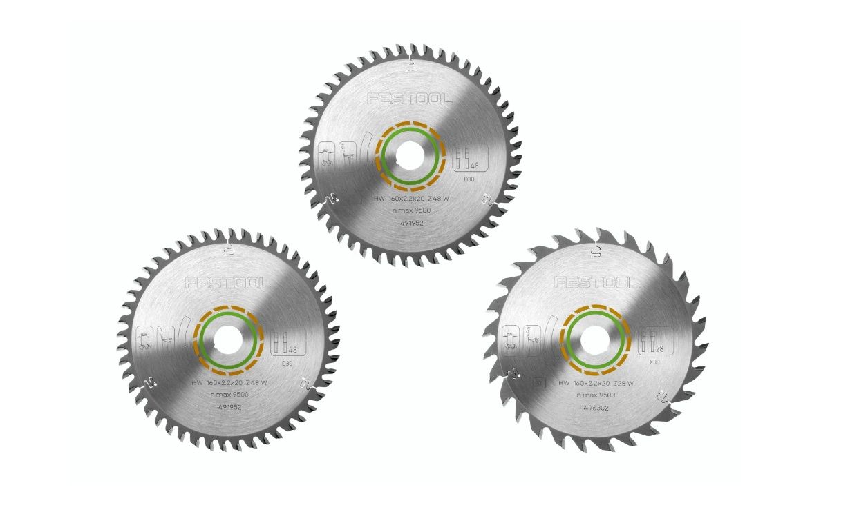 Katkaisulaikat Festool 578565; 160x20x2,2 mm; Z48/Z28; 5°/15°; 3 kpl.