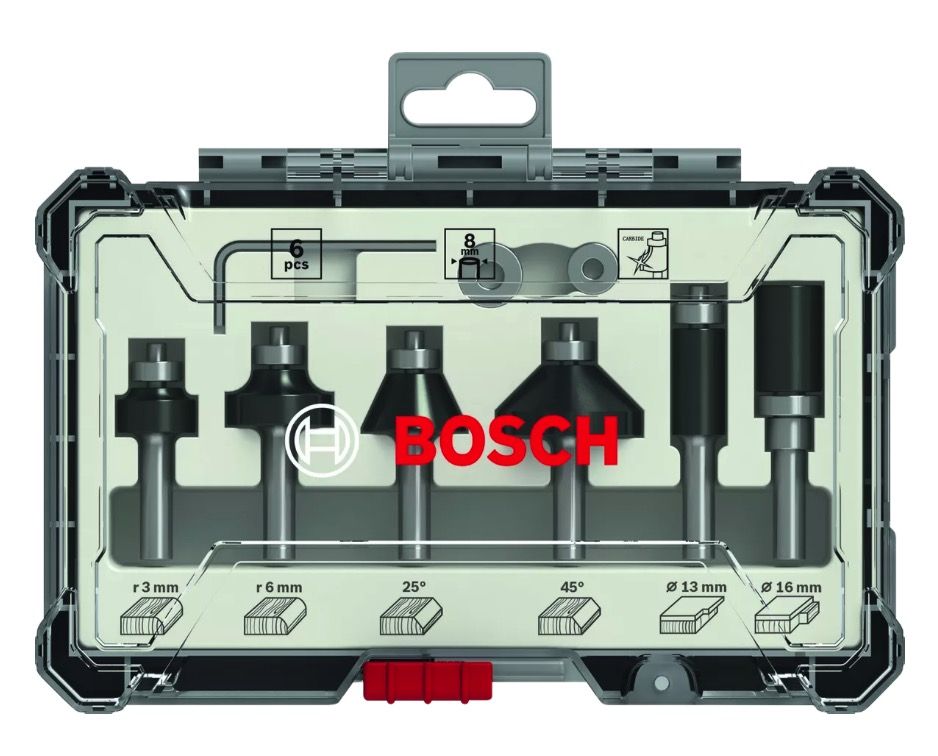 Jyrsinteräsarja  Bosch 2607017470; 1/4''; 6 kpl.