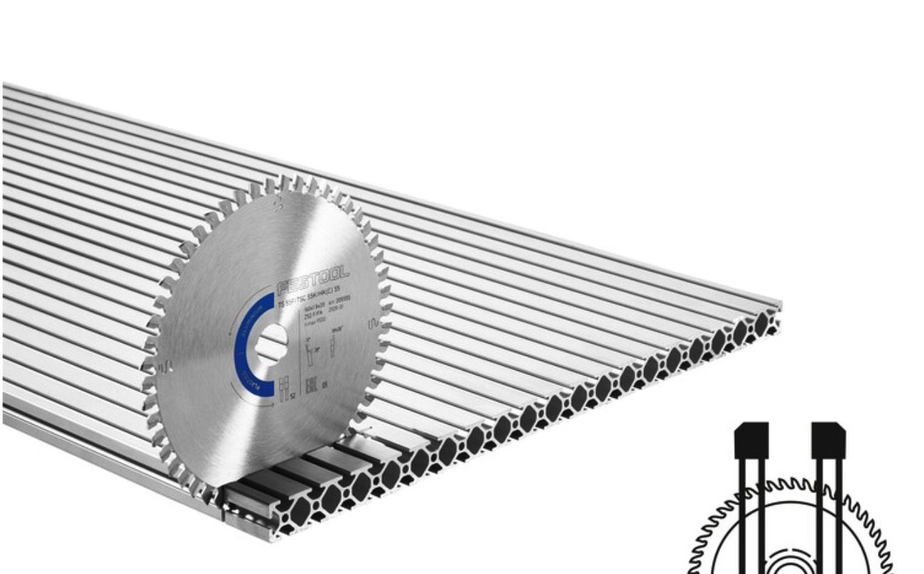Pöyrösahantetä alumiinille Festool 205555; 160x1,8x20 mm; Z52; -5°