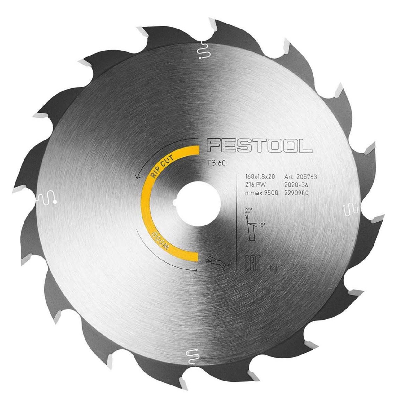 Katkaisuterä puulle Festool 205763; 168x1,8x20,0 mm; Z16; 20°