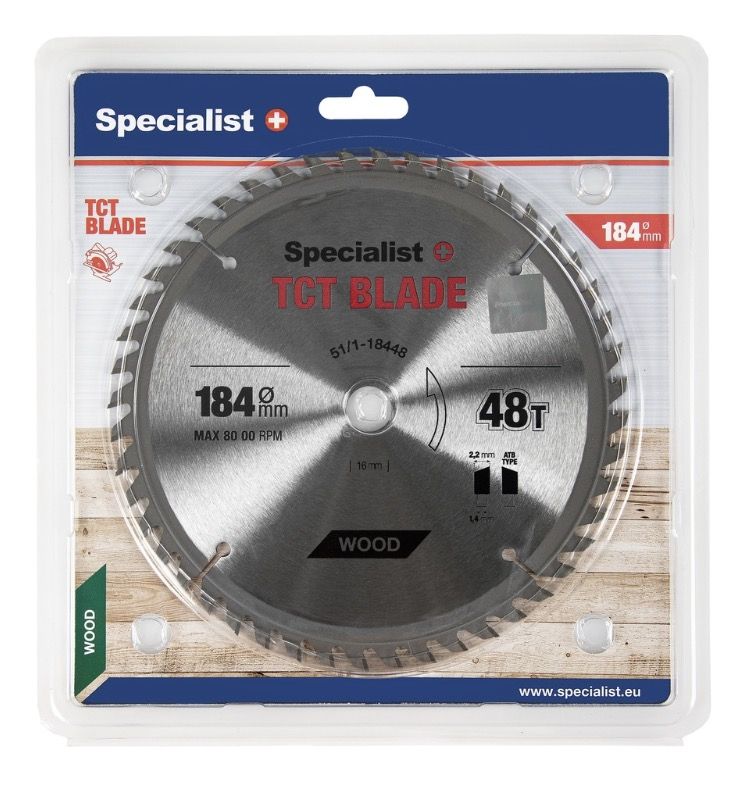 Katkaisuterä puulle Specialist+ Wood; 184x16 mm; Z48