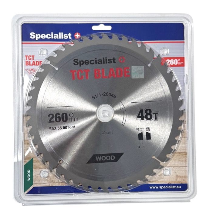 Katkaisuterä puulle Specialist+ Wood; 260x30 mm; Z48