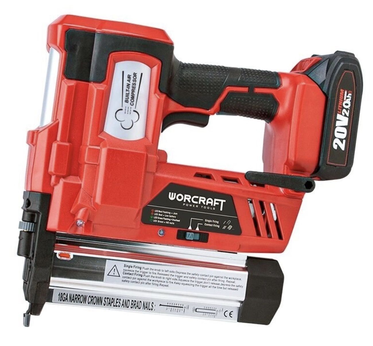 Akkukäyttöinen naulain Worcraft CNS-S20LiH; 20 V; 1x4,0 Ah akku