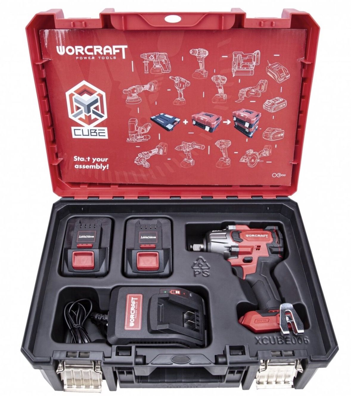 Iskumutterinväännin Worcraft CIWS20LIB850X; 20 V; 2x4,0 Ah akku