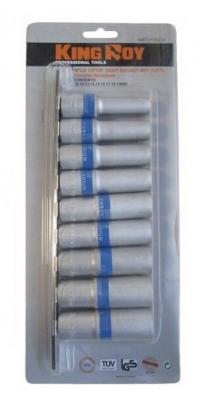 Kuusiohylsysarja KingRoy KR317619; 1/2''; 9 kpl.