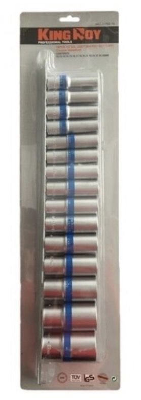 Kuusiohylsysarja KingRoy KR3176315; 1/2''; 15 kpl.