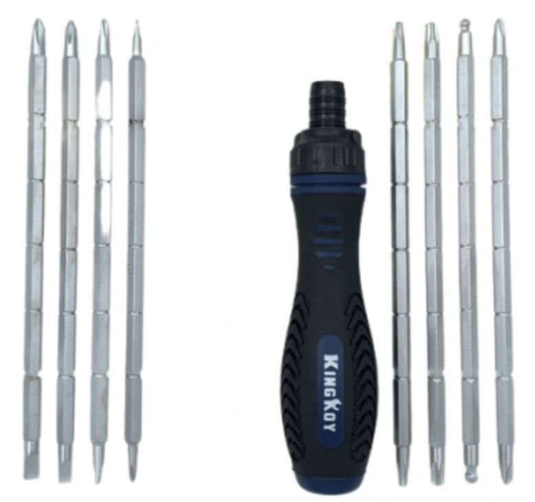 Ruuvimeisselin kahva KingRoy KR696G + ruuvivääntimen päät