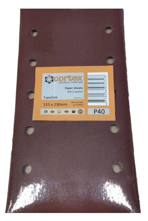 Hiomapaperi tasohiomakoneeseen Cortex 31416; 115x230 mm; P60; 5 kpl.