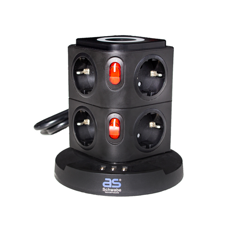 Jatkojohto AS-Schwabe 18221; 3 USB; 5W; IP20
