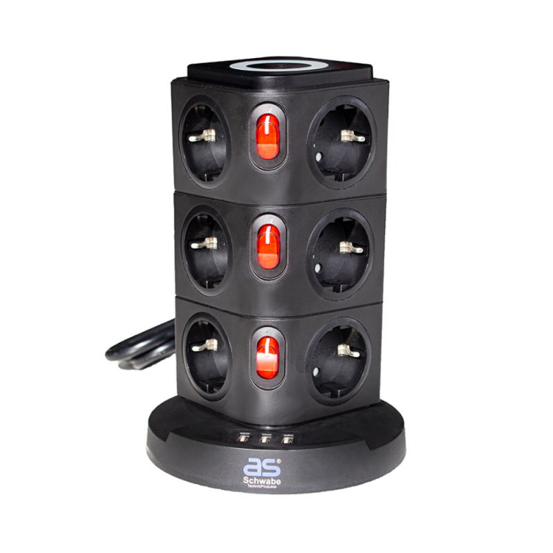Jatkojohto AS-Schwabe 18222; 3 USB; 5W; IP20