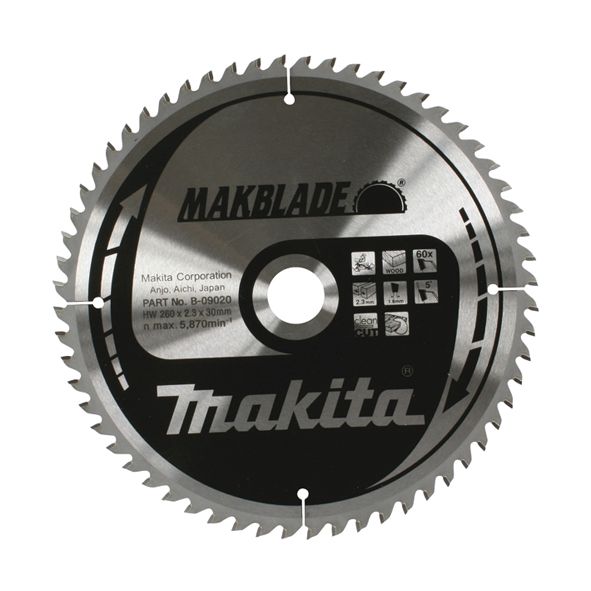 Katkaisuterä puulle Makita MAKBLADE; 260x2,3x30,0 mm; Z64; 5°