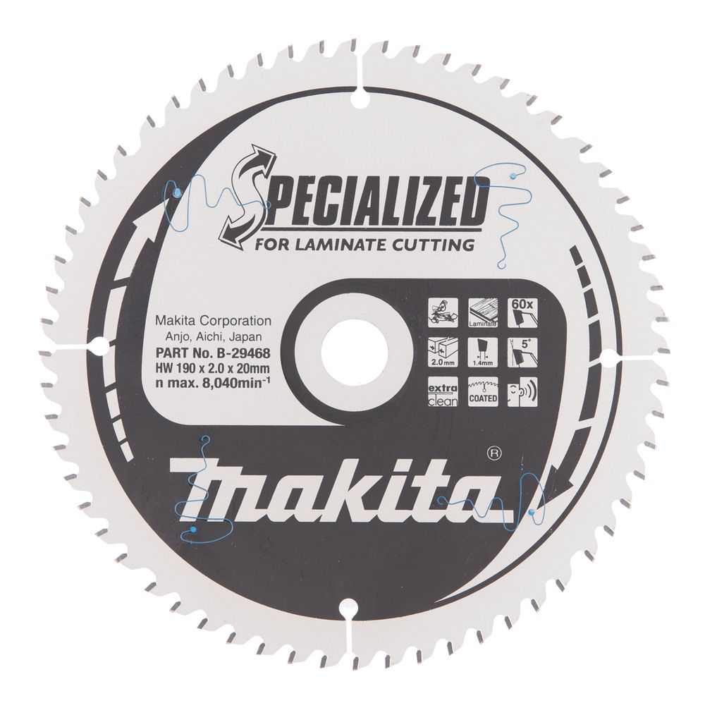 Katkaisulaikka laminaatille Makita; 190x2x20,0 mm; Z60; 5°