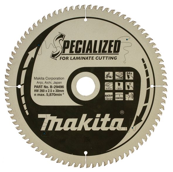 Katkaisulaikka laminaatille Makita; 260x2,5x30,0 mm; Z84; 5°