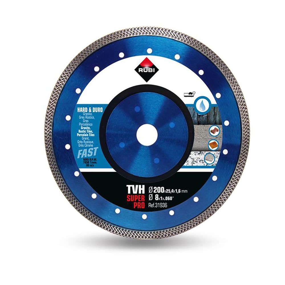 Timanttilevy märkäleikkaukseen Rubi TVH 200 SuperPro; 200 mm