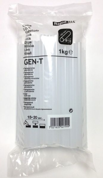 Liimapuikot Rapid GEN-T; 12x190 mm; 1 kg; läpinäkyvä