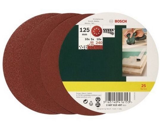 Hiomapaperi 125 mm; K80-K240; 25 kpl.